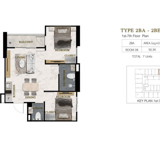 Siam Oriental Beach, 2 bedroom apartments - from 50 m² to 59 m²