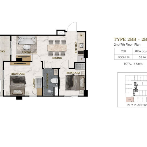 Siam Oriental Beach, 2 bedroom apartments - from 50 m² to 59 m²