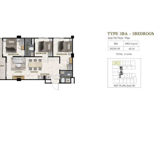 Siam Oriental Beach, 3 bedroom apartments - from 69 m² to 100 m²