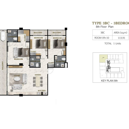 Siam Oriental Beach, 3 bedroom apartments - from 69 m² to 100 m²