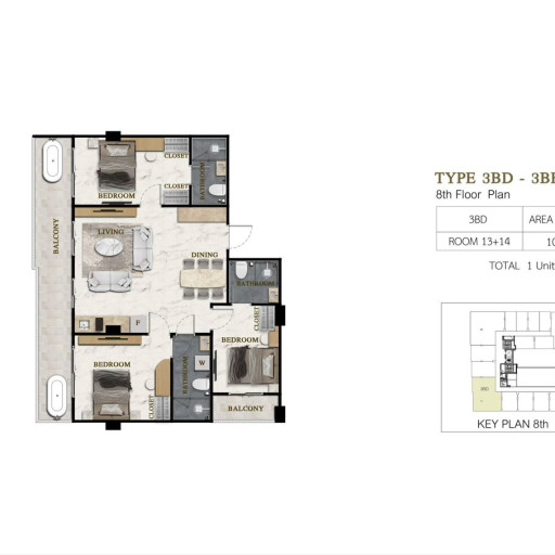 Siam Oriental Beach, 3 bedroom apartments - from 69 m² to 100 m²